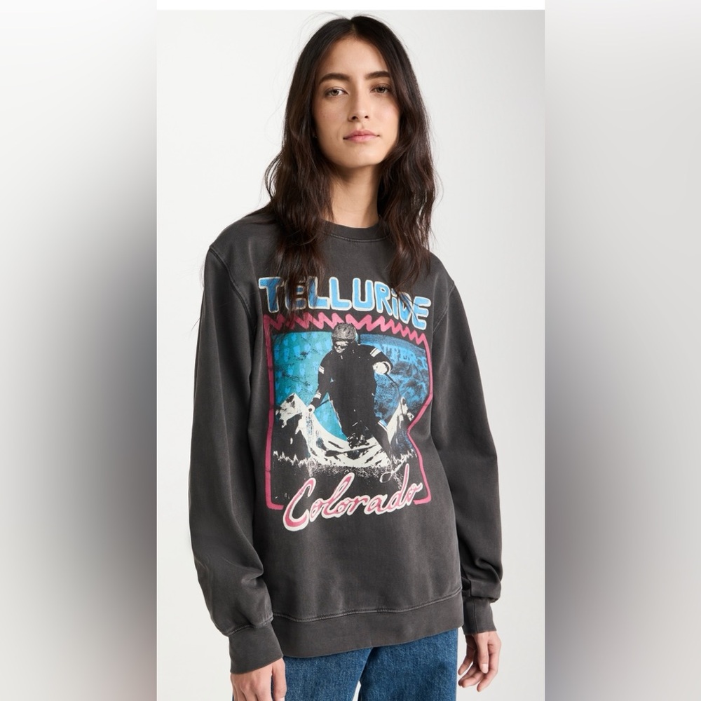 Vintage Telluride Poster Oversized Crewneck Pullover Sweatshirt (XS)